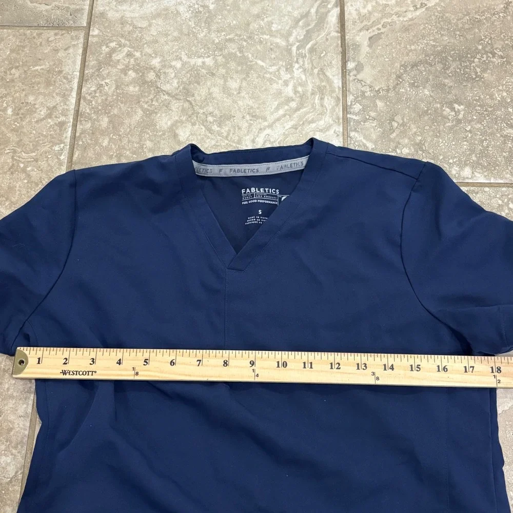 Fabletics Women Navy Blue Scrub Set V-Neck Top and Jogger Pants Size Small